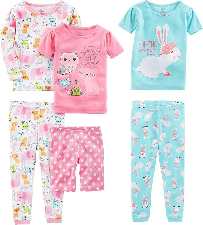 Simple Joys by Carter's Girls' 6-Piece Snug Fit Cotton Pajama Set